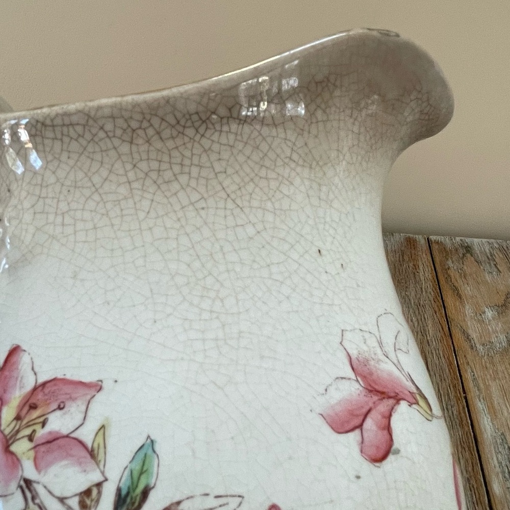 Antique Ironstone Pink China E.T.P. Co. Floral Pattern Pitcher❤️ - Picture 3 of 12